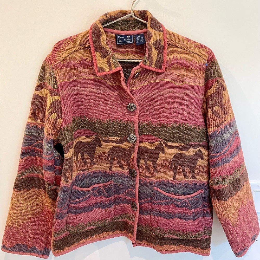 Vintage 90s Jane Ashley women's western style sweater jacket S